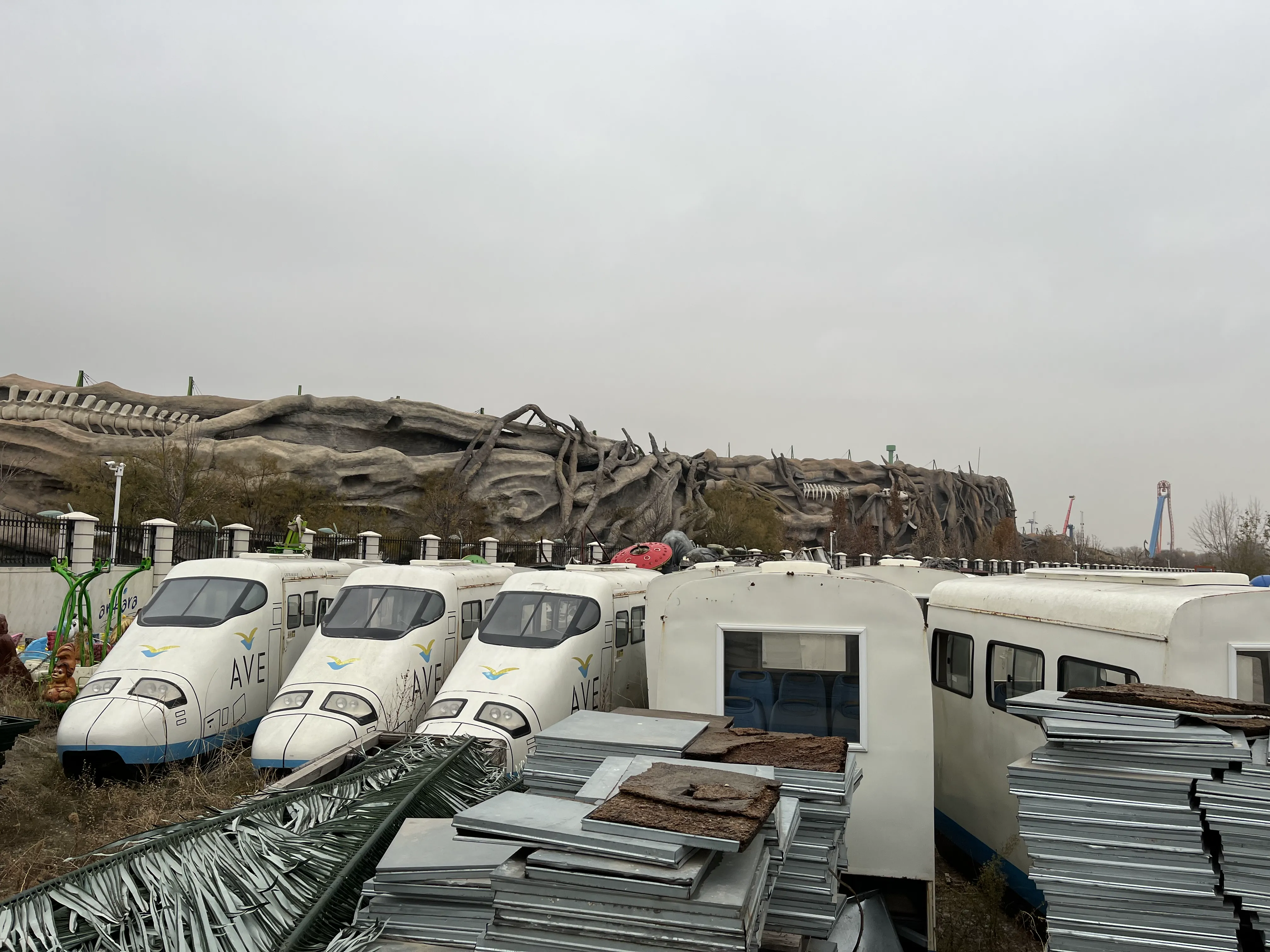 Monorail cars and tracks abandoned